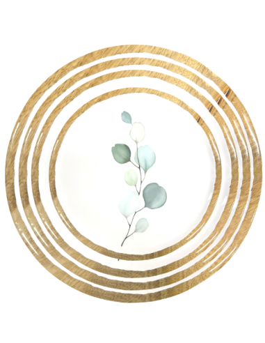 PLATEAU ROND BLANC FEUILLE EUCALYPTUS MM 